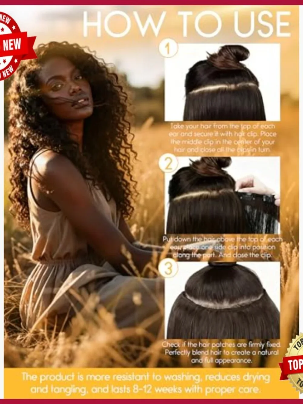 Jerry Curly Clip-In Human Hair Extensions 20 Inch 120g 7 Pieces